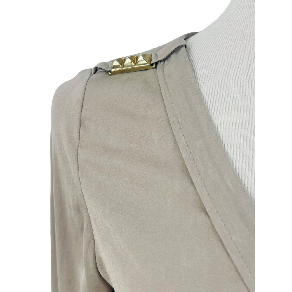 Zara Basic Gray Rolled Sleeves Pyramid Studded Sh… - image 5